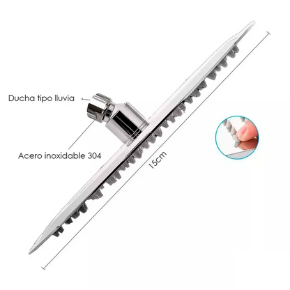 Kit Ducha Redonda 15cm+Mezclador Cromado +Tubo 01