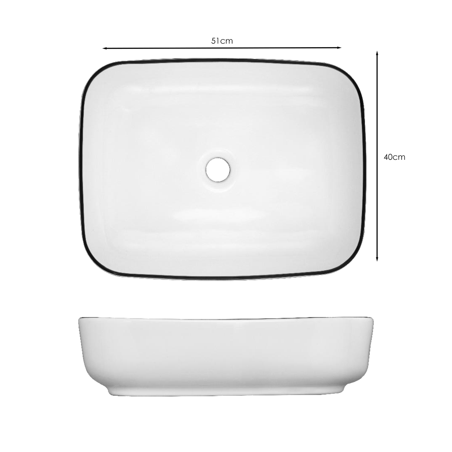 Lavamanos Sobreponer Rectangular Blanco 51*40cm