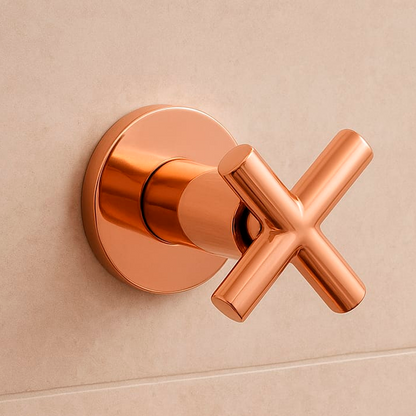 Registro/Manija de Ducha Rose Gold Brillante Cruceta