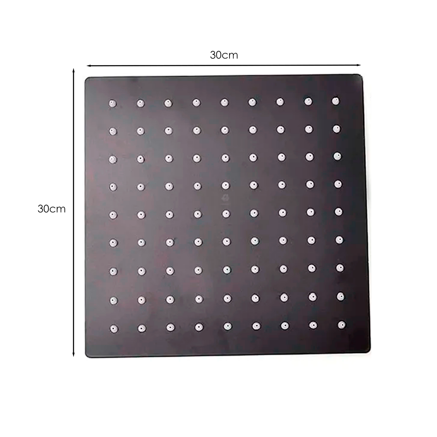 Ducha Regadera Cuadrada 12Pulg (30cm) Negro Mate
