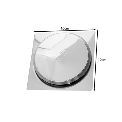 Rejilla de Piso 10cm con Boton de Drenaje Plateada Cromada