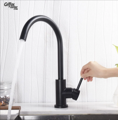 Griferia Monocontrol Lavaplatos Negro Mate Cuello 7