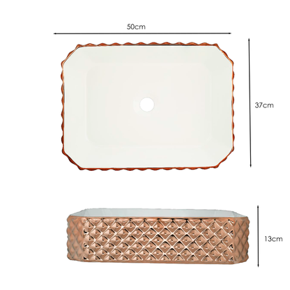Lavamanos Sobreponer Rectangular Stella Rose/Blanco