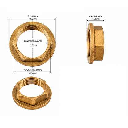 Tuerca de Sujecion para Racor Moncontrol en Bronce
