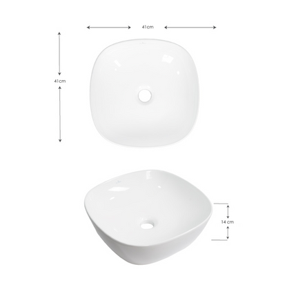 Lavamanos de Sobreponer en Ceramica Cuadrado 41cm