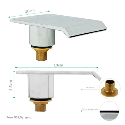 Pico de Tina Cuadrado Plateado Cromado