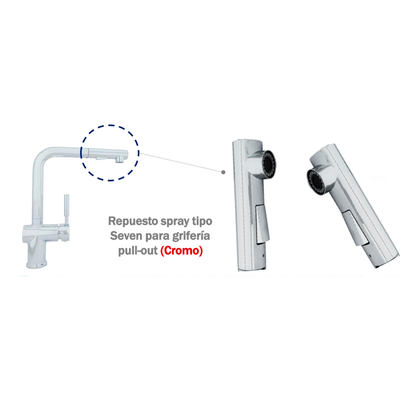 Repuesto Spray Tipo Seven para Griferia Pull-Out Cromo Touch
