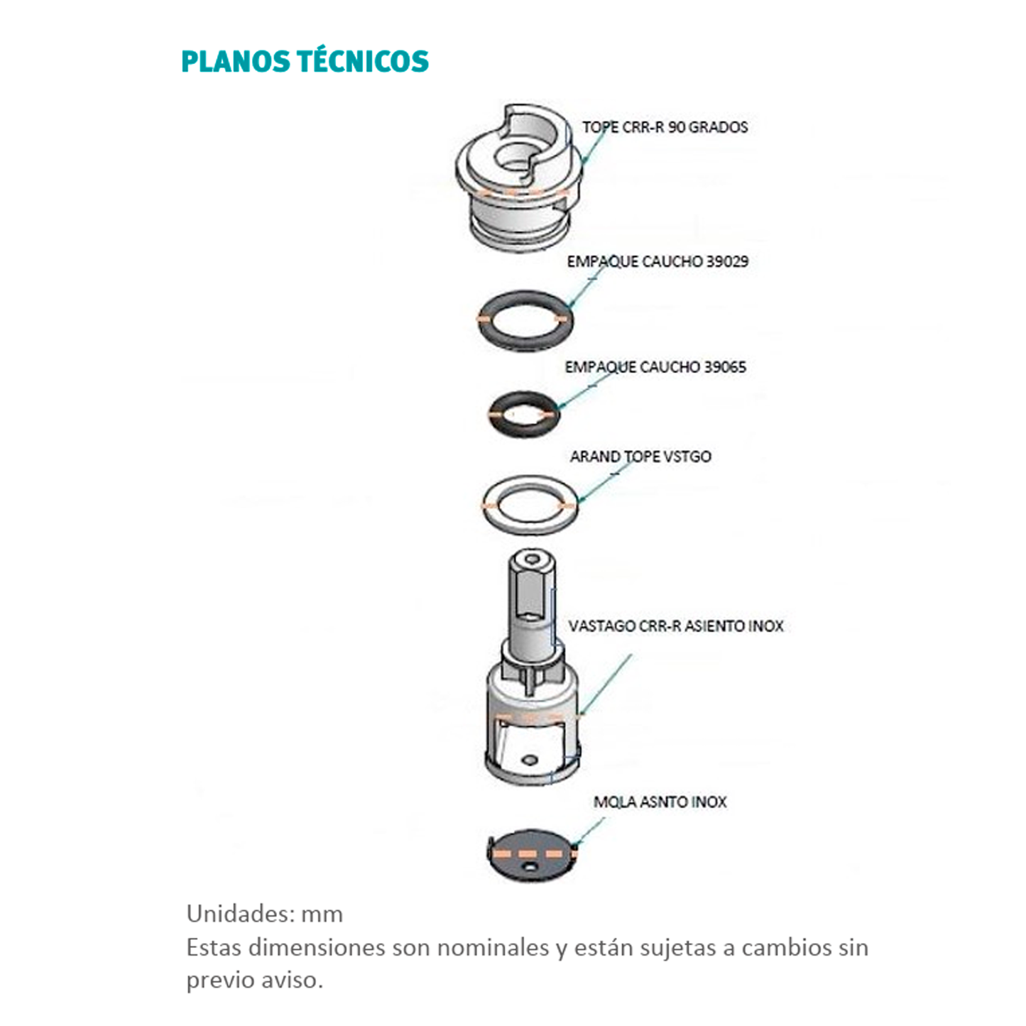 Vástago mezclador cierre rápido Grival