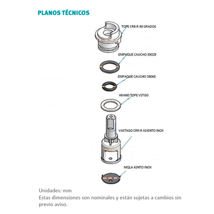 Vástago mezclador cierre rápido Grival