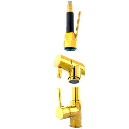 Griferia Monocontrol Lavaplatos Espiral Dorado Brillante