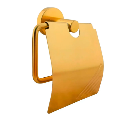 Portarollo para Baño con Tapa en Aluminio Dorado