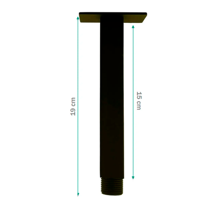 Regadera Ducha Cuadrada 25cm +Tubo a Techo Cuadrado 15cm