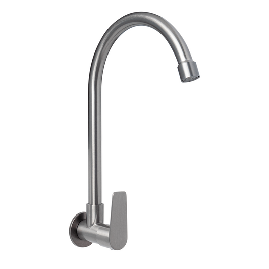 Griferia Agua Fria Lavaplatos Gris Cepillado Acero 304