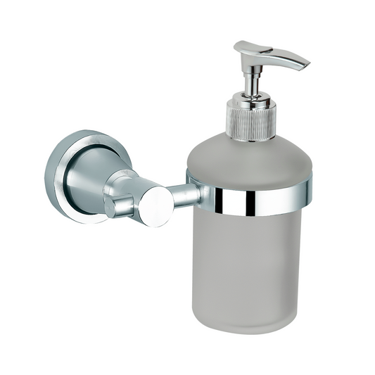 Dispensandor de Jabon Base Redonda en Aluminio Plateado