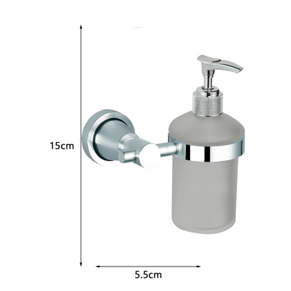 Dispensandor de Jabon Base Redonda en Aluminio Plateado