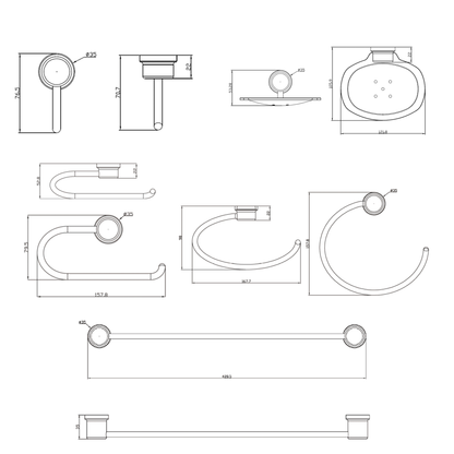 Juego de Accesorios para Baño Plateado Cromado Moonlinght X5 ABS