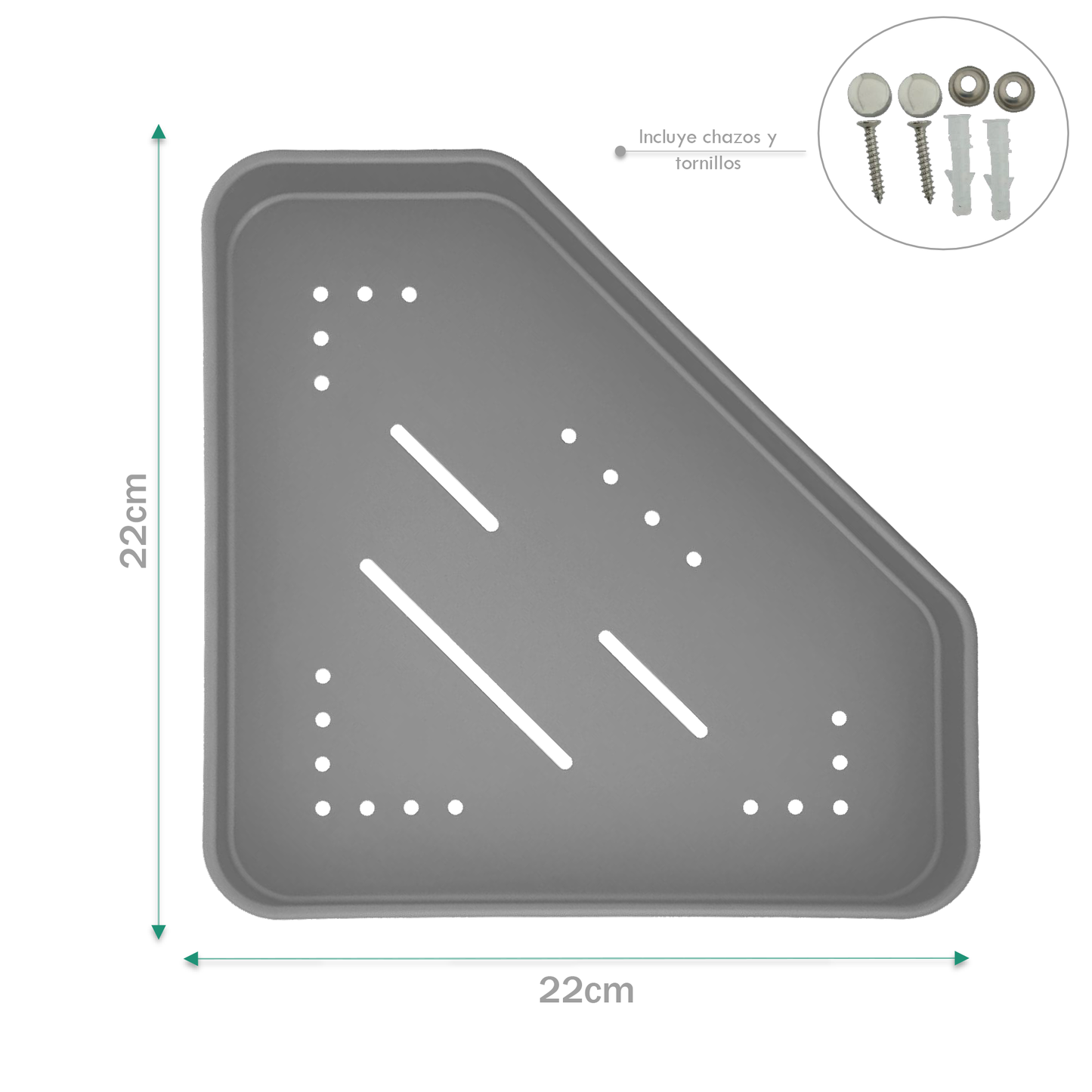 Repisa Esquinera para Baño Gris Aluminio Modern