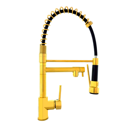 Griferia Monocontrol Lavaplatos Espiral Dorado Brillante