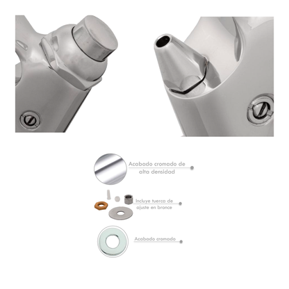 Llave Push de Bebedero Plateada Cromada Entrada 3/8