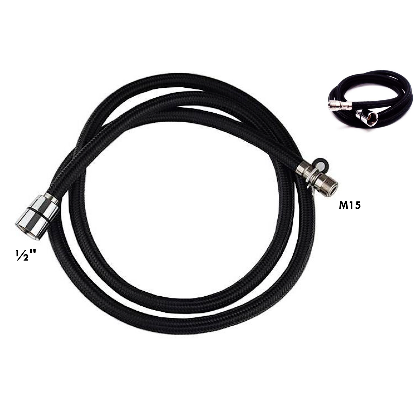 Manguera para Extension de Lavaplatos Nylon Negra 150cm