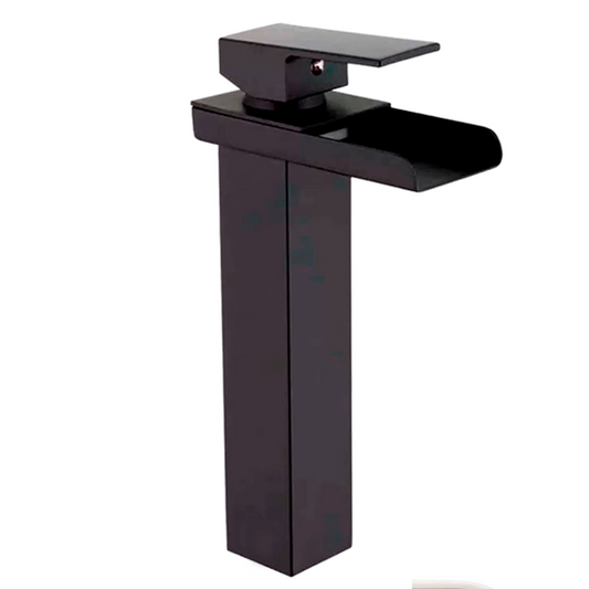 Griferia Monocontrol Lavamanos Alta Negro Mate Cascada Abierta