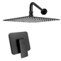 Kit Ducha Cuadrada 25cm+Mezclador Negro +Tubo Redondo 03