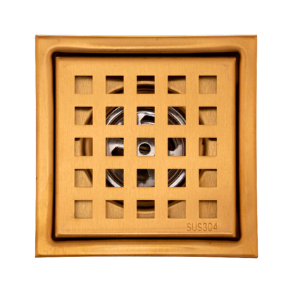 Rejilla de Piso Cuadrada 10cm Dorado Cepillado Tartan