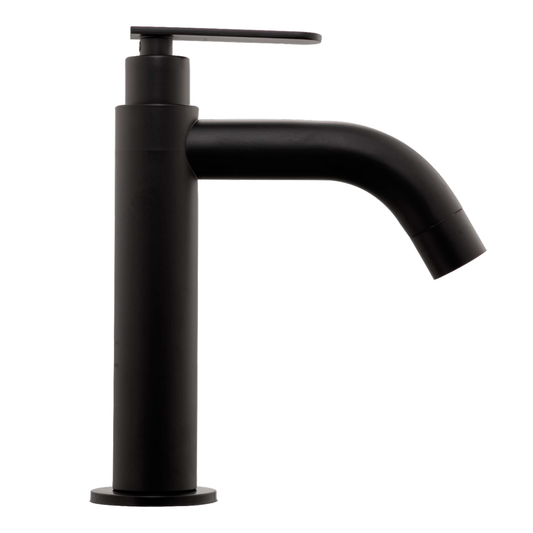 Griferia Lavamanos Agua Fria Baja Negro Mate Cylinder
