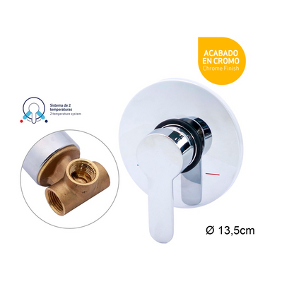Mezclador Ducha Monocontrol Redondo Plateado Cromado