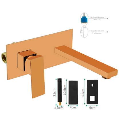 Griferia Monocontrol Lavamanos a Pared Rose Gold Brillante