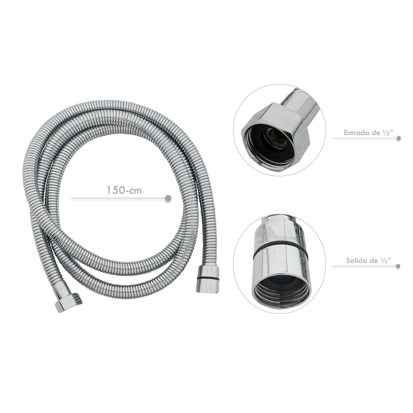 Manguera de Teleducha 150cm Calidad Alta Plateada