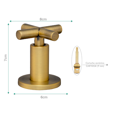 Registro/Manija de Ducha Bronce Antiguo Vintage Cruceta