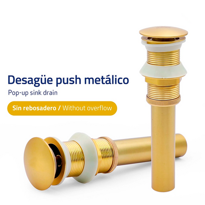 Desague de Push para Lavamanos Dorado Cepillado