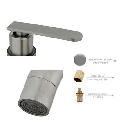 Griferia Lavamanos Agua Fria Alta Plateada Cylinder (Copia)