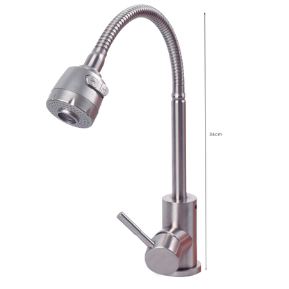Griferia Monocontrol Lavaplatos Cuello Flexible Plateada Satinada