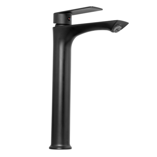 Griferia Lavamanos Monocontrol Alta Negro Mate Manija en Zinc