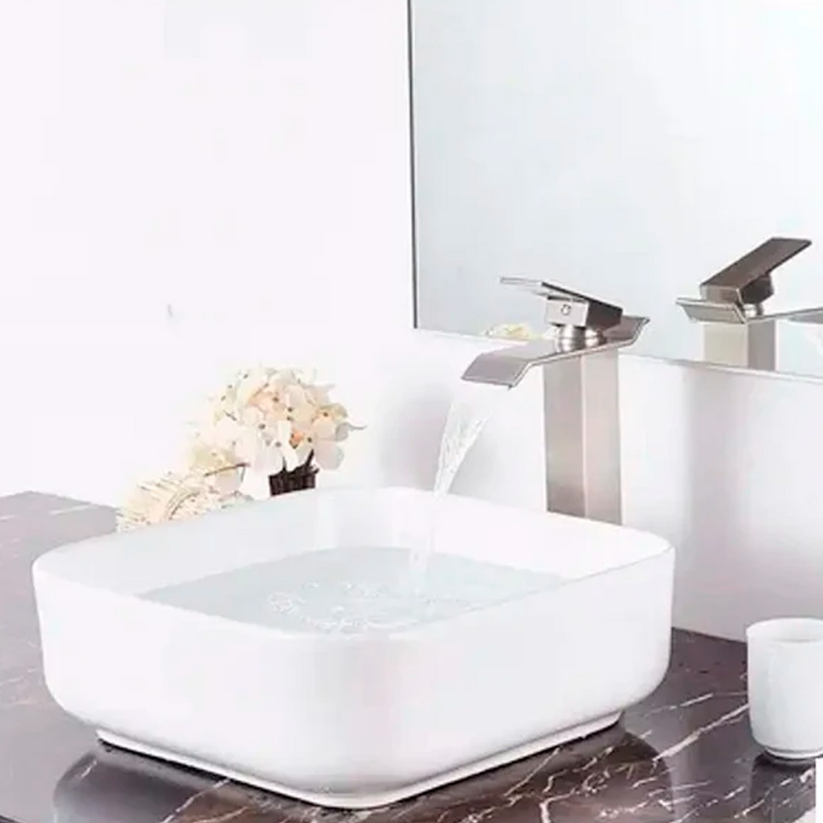 Lavamanos Ceramica Blanco Cuadrado 39*39*13cm