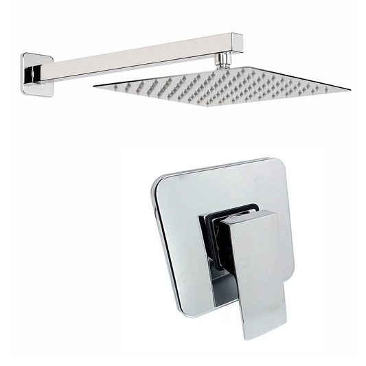 Kit Ducha Cuadrada 20cm+Mezclador Cromado +Tubo Cuadrado 02