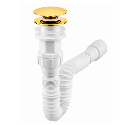 Desague de Push Flexible Sin Rebose Tapa Dorada Brillante