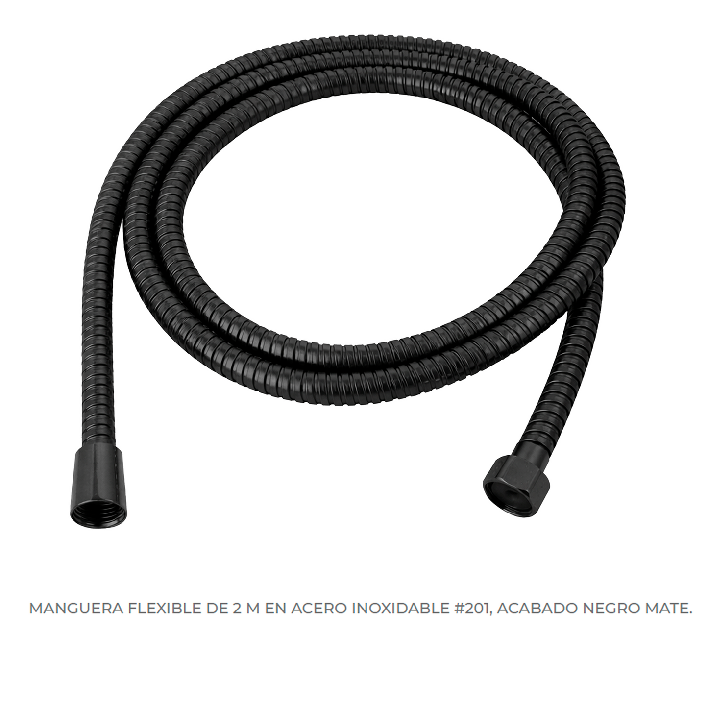Manguera para Teleducha 2m en Acero Inoxidable Negro Mate