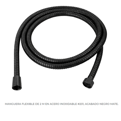 Manguera para Teleducha 2m en Acero Inoxidable Negro Mate