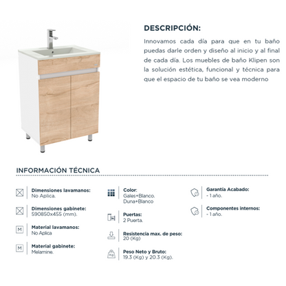 Mueble de Baño 60cm A piso Toronto Duna