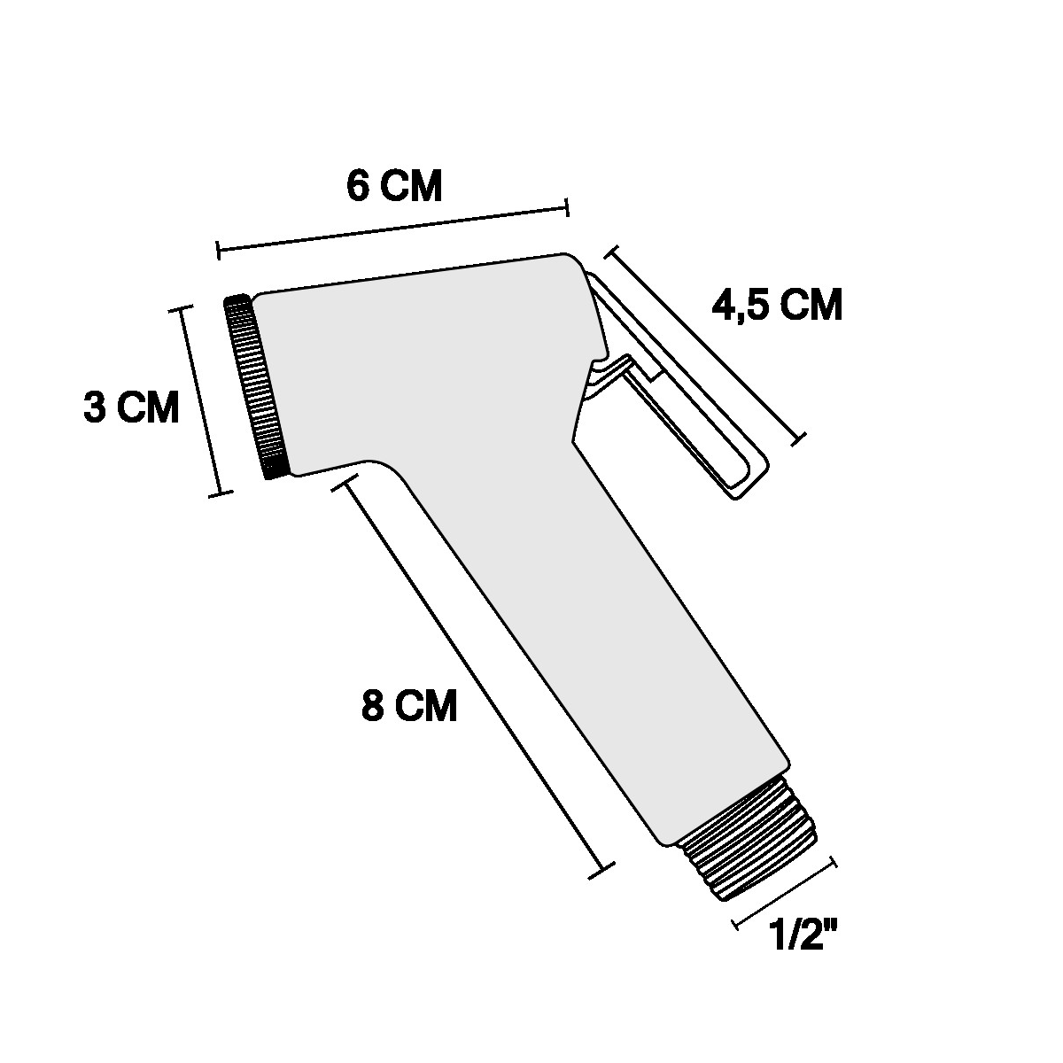 Ducha Bidet en ABS Plateada Cromada Pistola Cilindrica