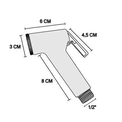 Ducha Bidet en ABS Plateada Cromada Pistola Cilindrica