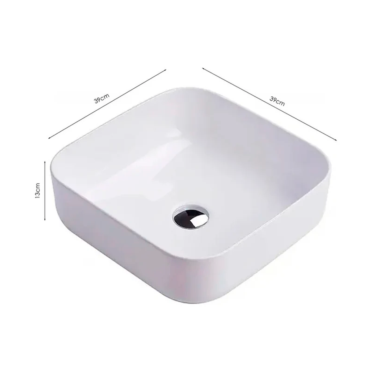 Lavamanos Ceramica Blanco Cuadrado 39*39*13cm