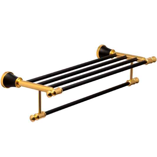 Toallero Hotelero para Baño en Aluminio Negro/Dorado