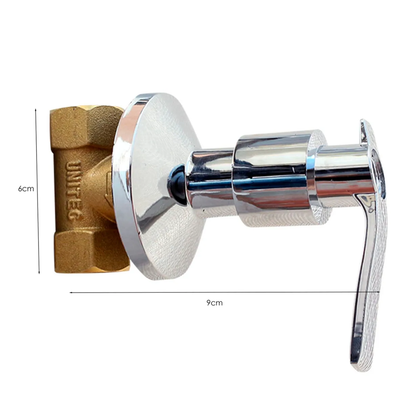 Registro de Ducha Medio Paso Plateado Cromado Palanca