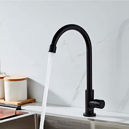 Griferia Lavaplatos Agua Fria Cuello Ganso Negro Mate