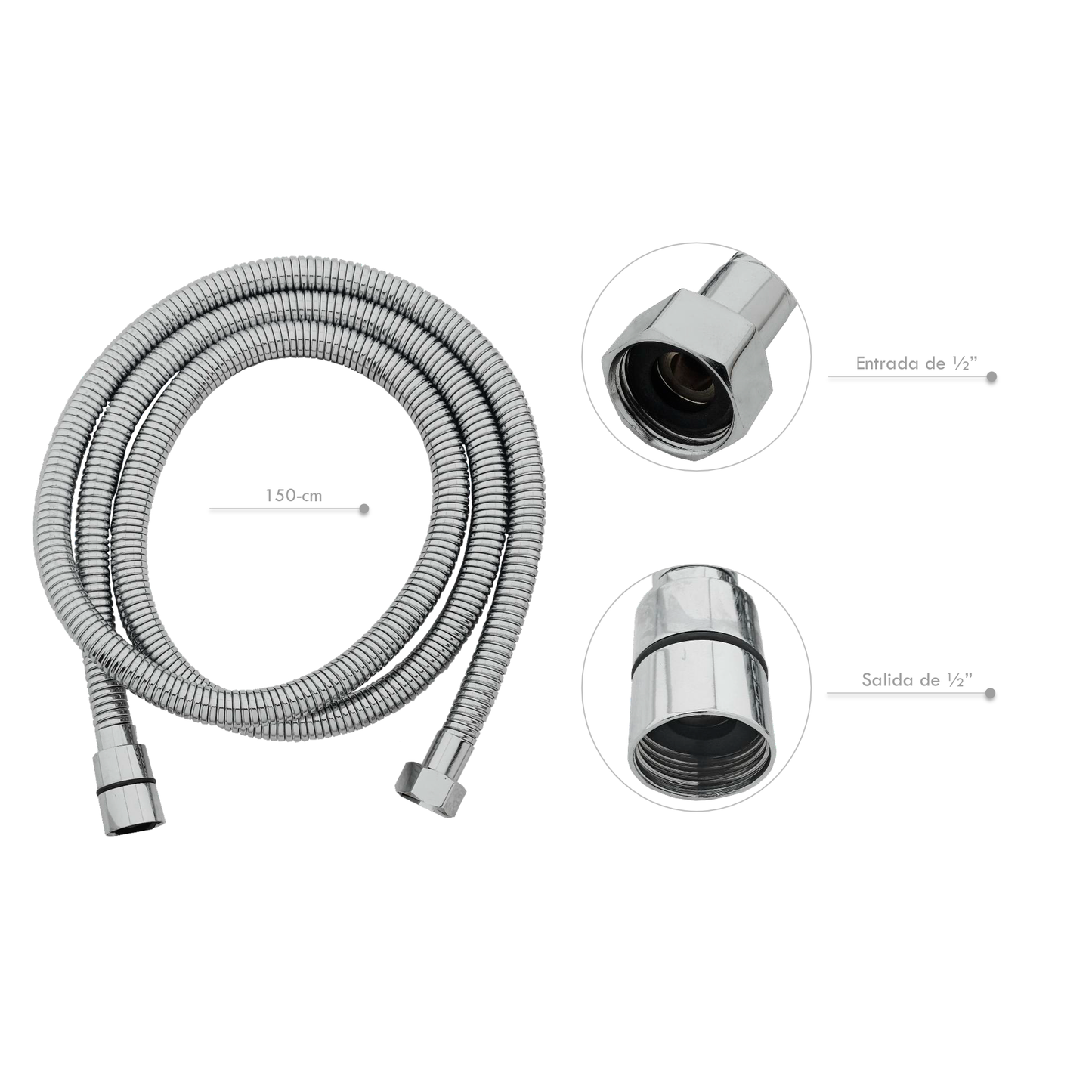 Manguera de Teleducha 150cm Tech 360° Plateada