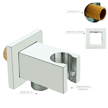 Portateleducha Cuadrado con Salida a Manguera